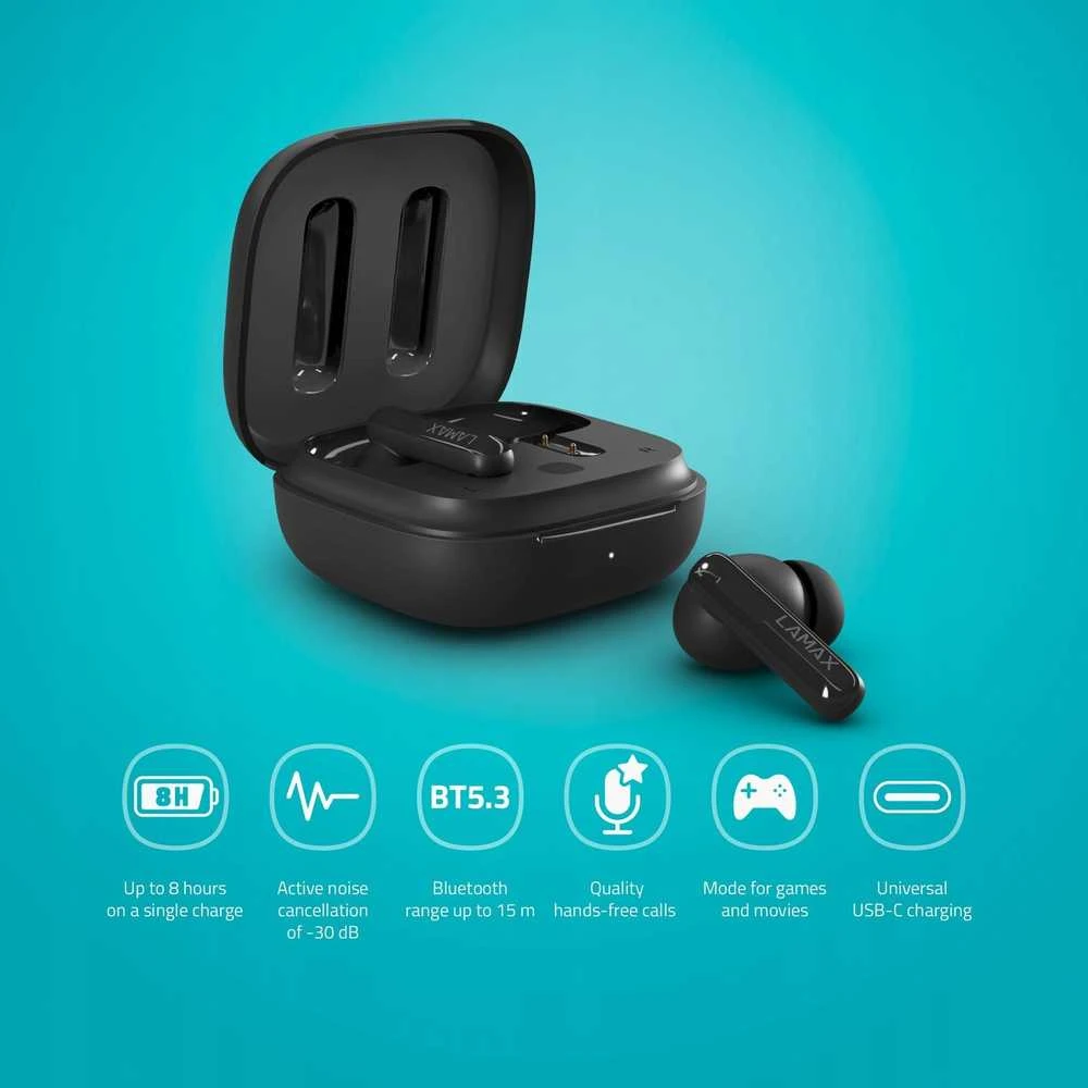 Ausinės Lamax In-Ear Clips1 Plus juodas BT 5.3 Akku 42 Std. retail