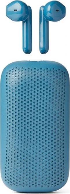 „Lexon Speakerbuds“ belaidės ausinės su „Bluetooth“ garsiakalbiu, mėlynas LA127B