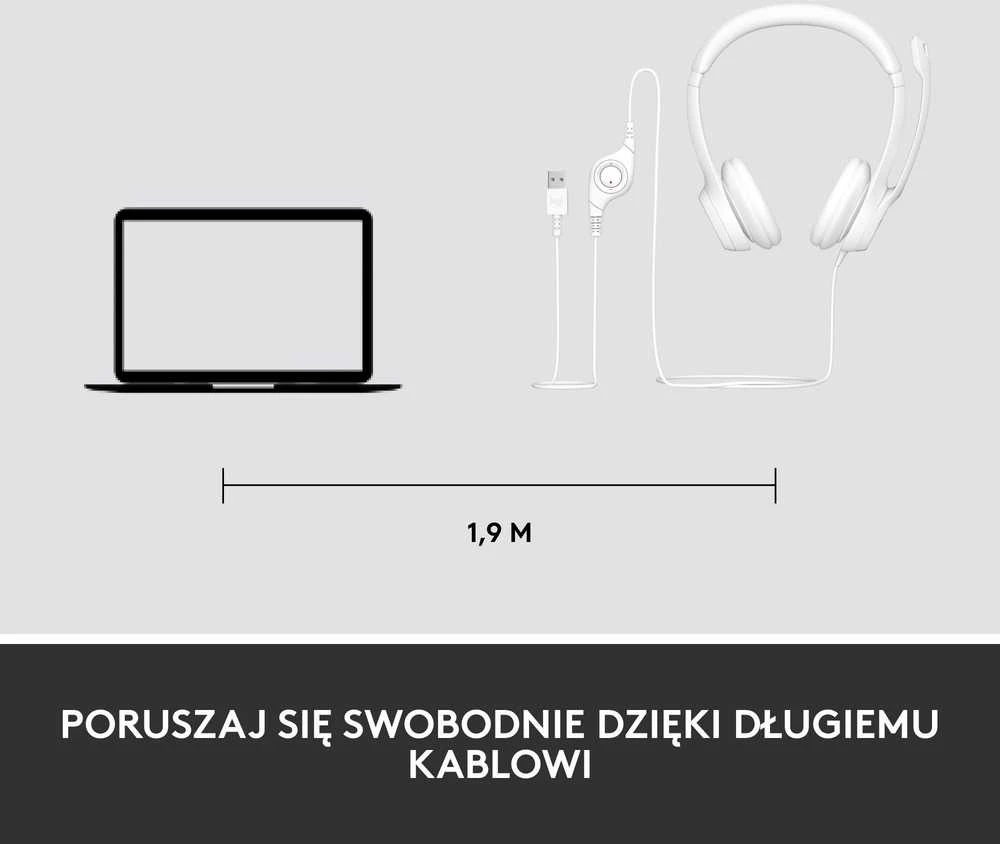 Ausinės Logitech H390, su laidu, Baltos
