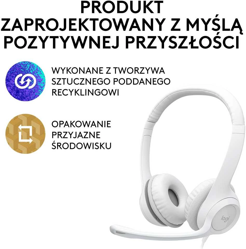 Ausinės Logitech H390, su laidu, Baltos