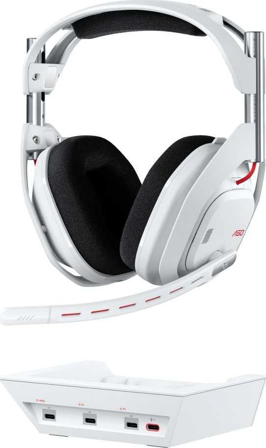 Logitech A50 baltos belaidės ausinės su krovimo stotele