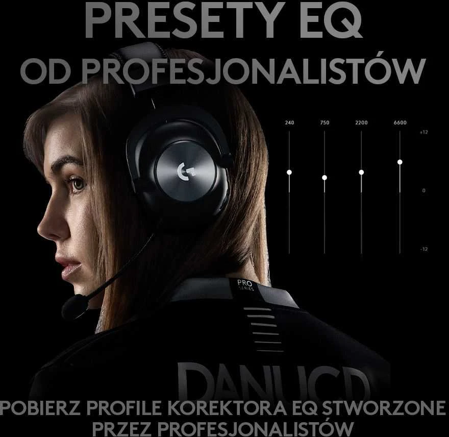 Belaidės žaidimų ausinės Logitech PRO X serijos, Juodos spalvos