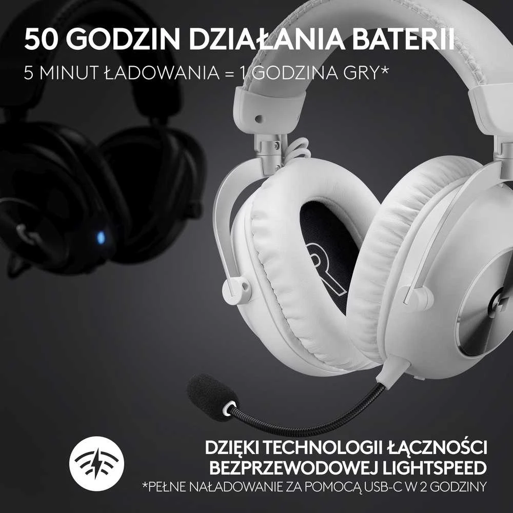 Logitech G Pro X 2 Lightspeed belaidės ausinės žaidimams, Baltos spalvos