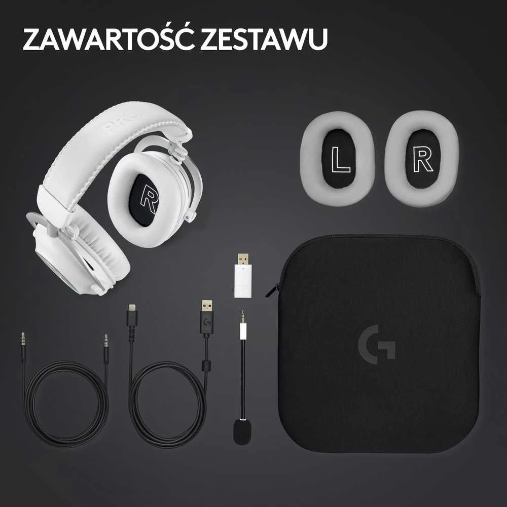 Logitech G Pro X 2 Lightspeed belaidės ausinės žaidimams, Baltos spalvos