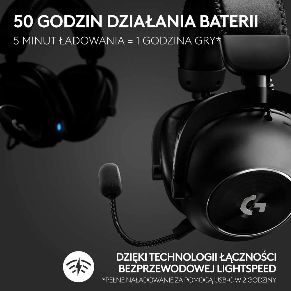 Logitech G PRO X 2 Lightspeed belaidės ausinės žaidimams, Juodos
