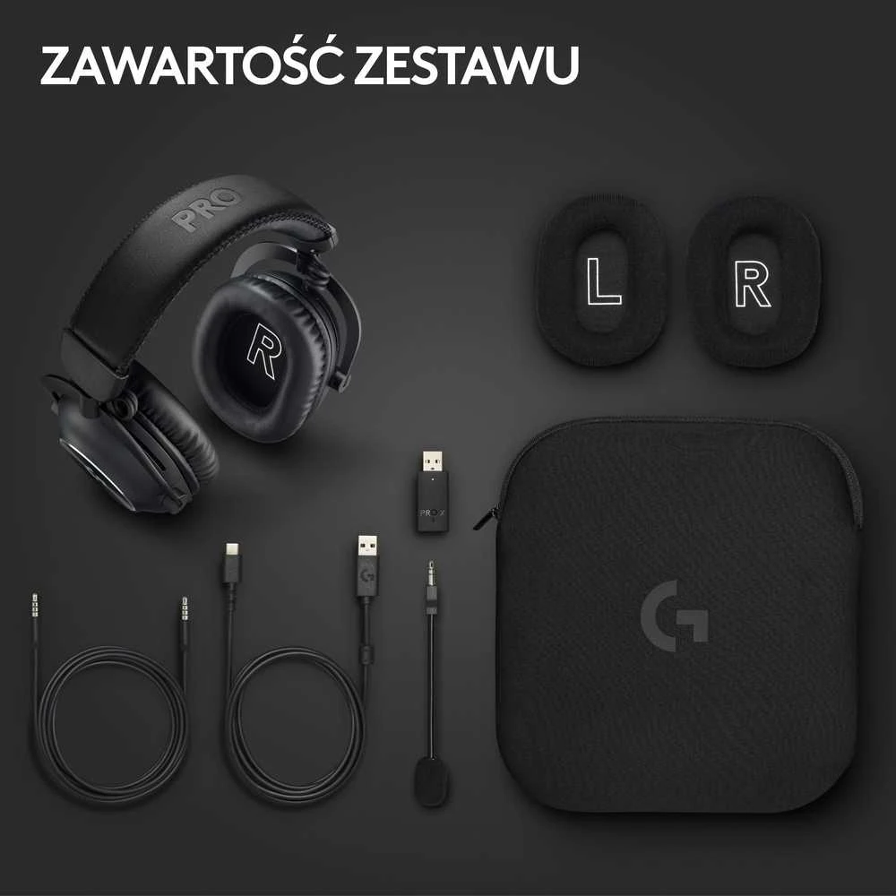 Logitech G PRO X 2 Lightspeed belaidės ausinės žaidimams, Juodos