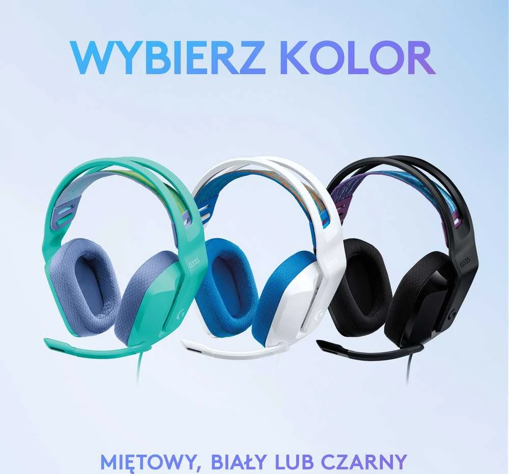 Laidinės žaidimų ausinės Logitech G335, baltos spalvos