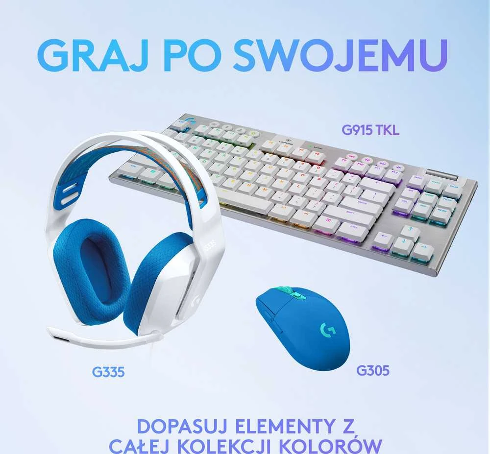 Laidinės žaidimų ausinės Logitech G335, baltos spalvos