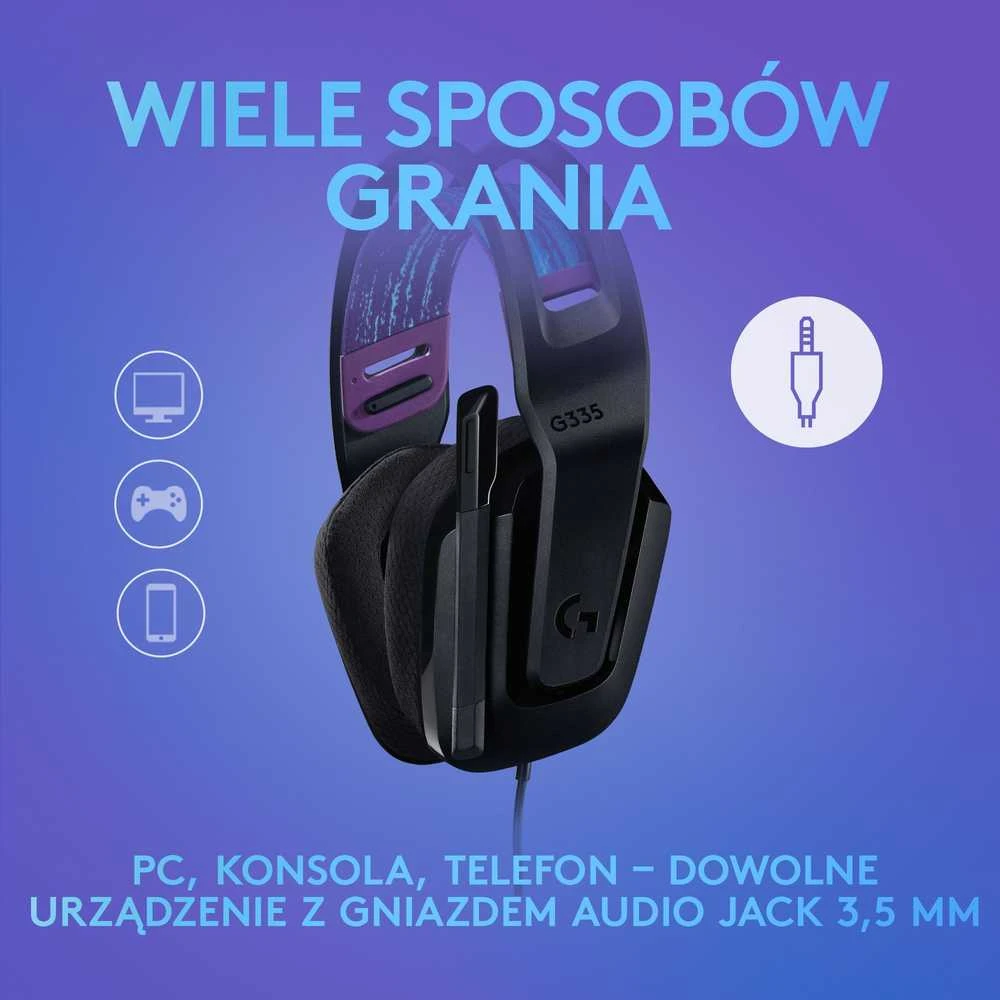Laidinės žaidimų ausinės Logitech G335, juodos spalvos
