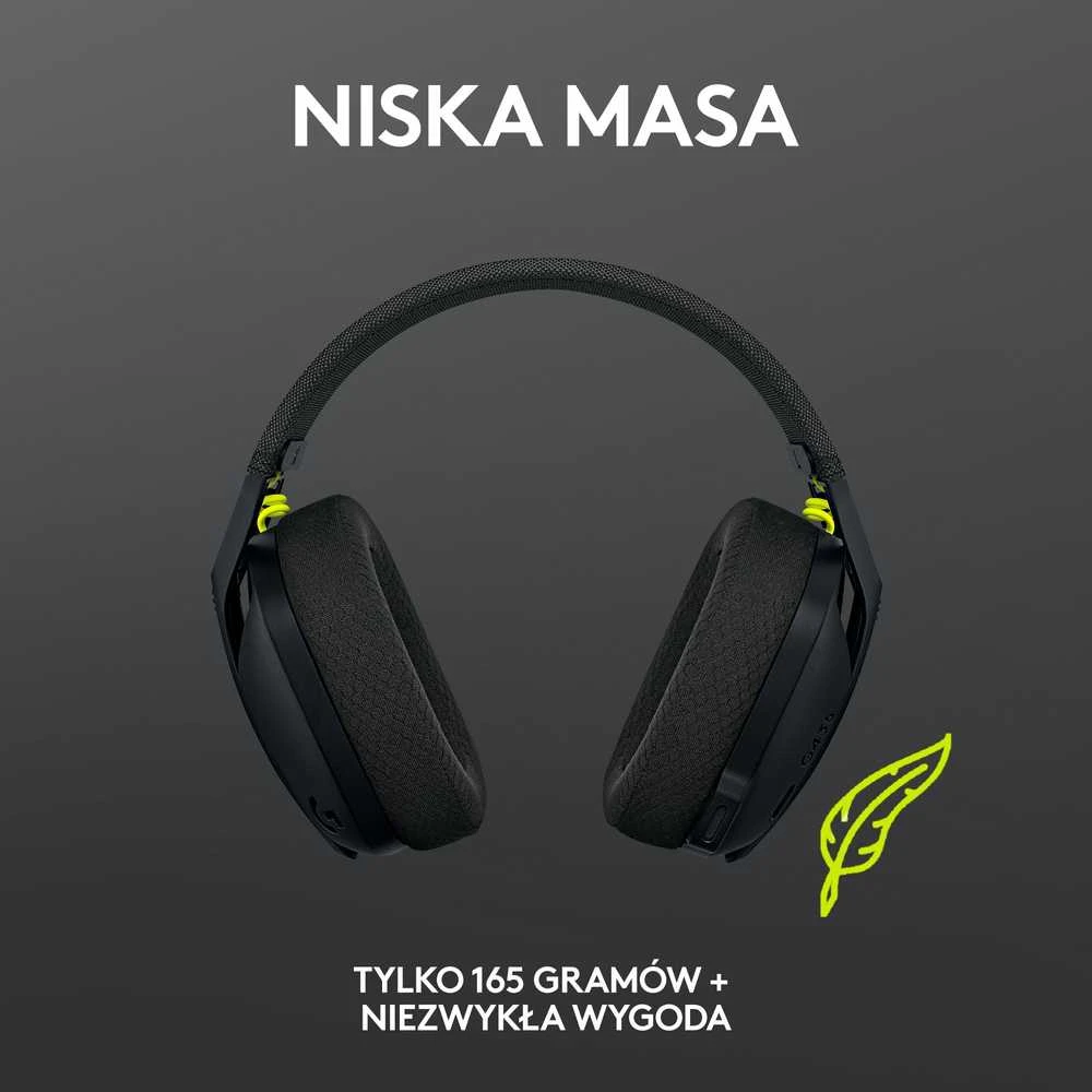 Žaidimų ausinės Logitech G435 Lightspeed, juodos/neoninės geltonos spalvos