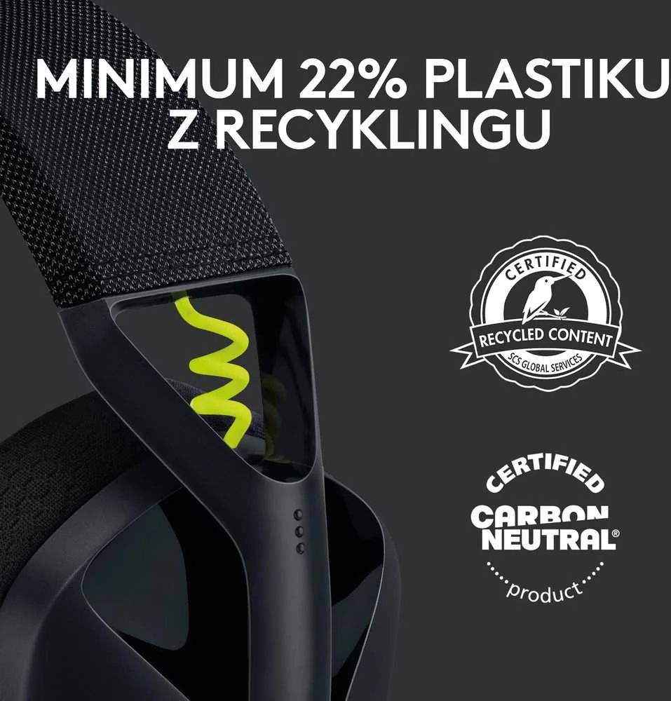 Žaidimų ausinės Logitech G435 Lightspeed, juodos/neoninės geltonos spalvos
