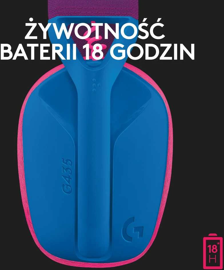 Žaidimų ausinės Logitech G435 Lightspeed, mėlynos/rožinės spalvos