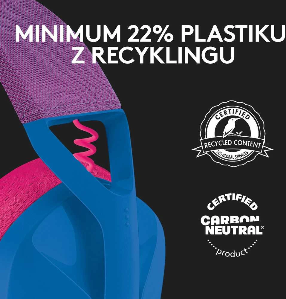 Žaidimų ausinės Logitech G435 Lightspeed, mėlynos/rožinės spalvos