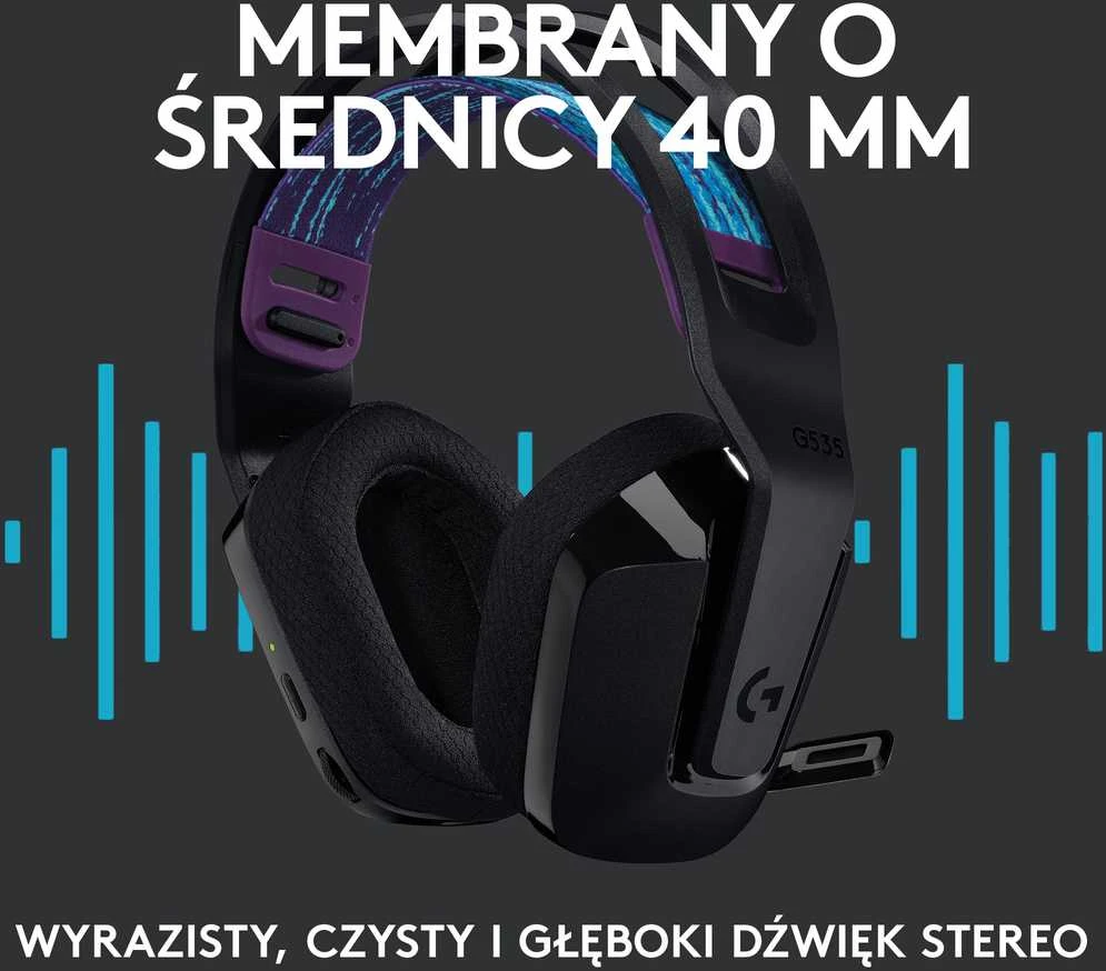 Logitech G535 Lightspeed belaidės ausinės žaidimams, Juodos spalvos