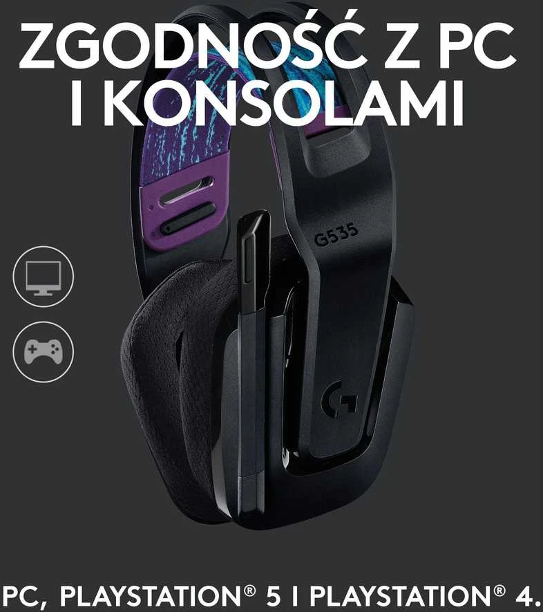 Logitech G535 Lightspeed belaidės ausinės žaidimams, Juodos spalvos