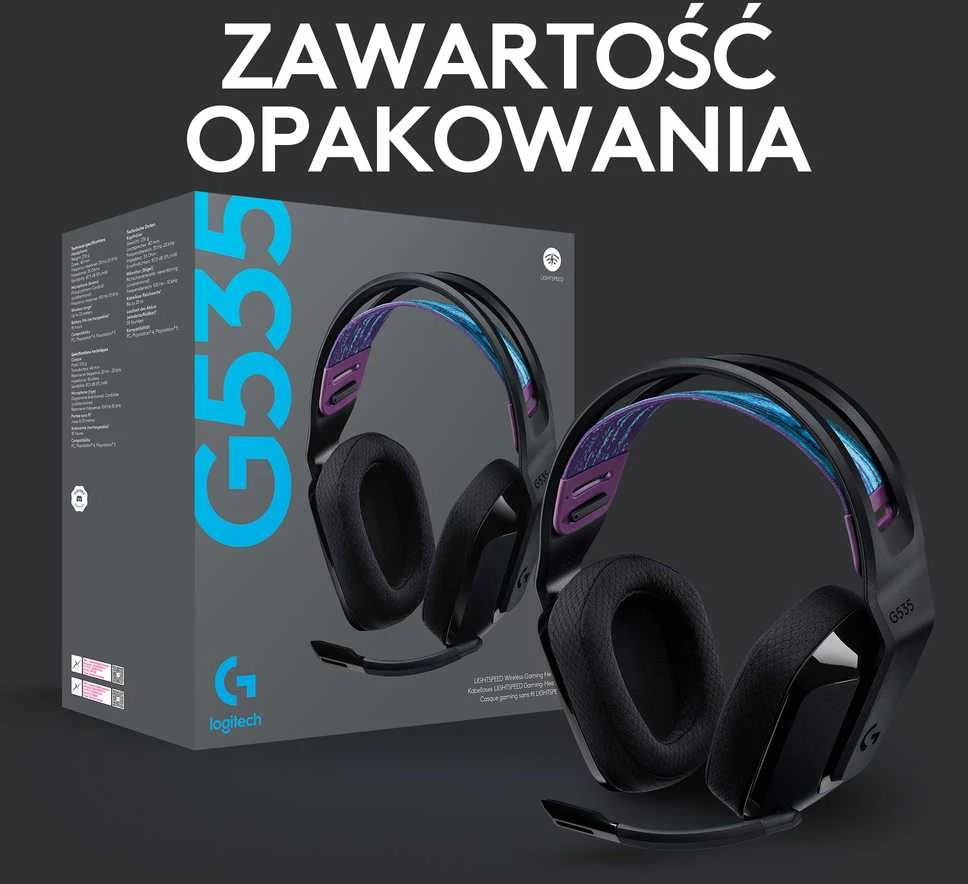 Logitech G535 Lightspeed belaidės ausinės žaidimams, Juodos spalvos