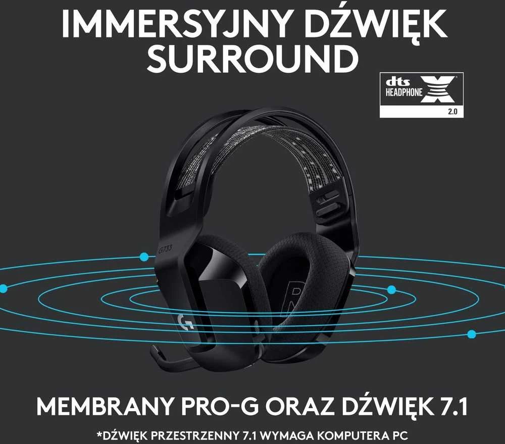 Belaidės ausinės Logitech G733 Lightspeed, Juodos spalvos