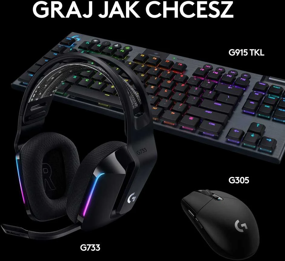 Belaidės ausinės Logitech G733 Lightspeed, Juodos spalvos