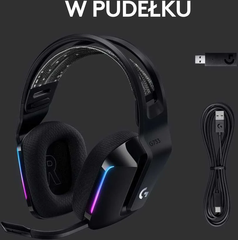 Belaidės ausinės Logitech G733 Lightspeed, Juodos spalvos