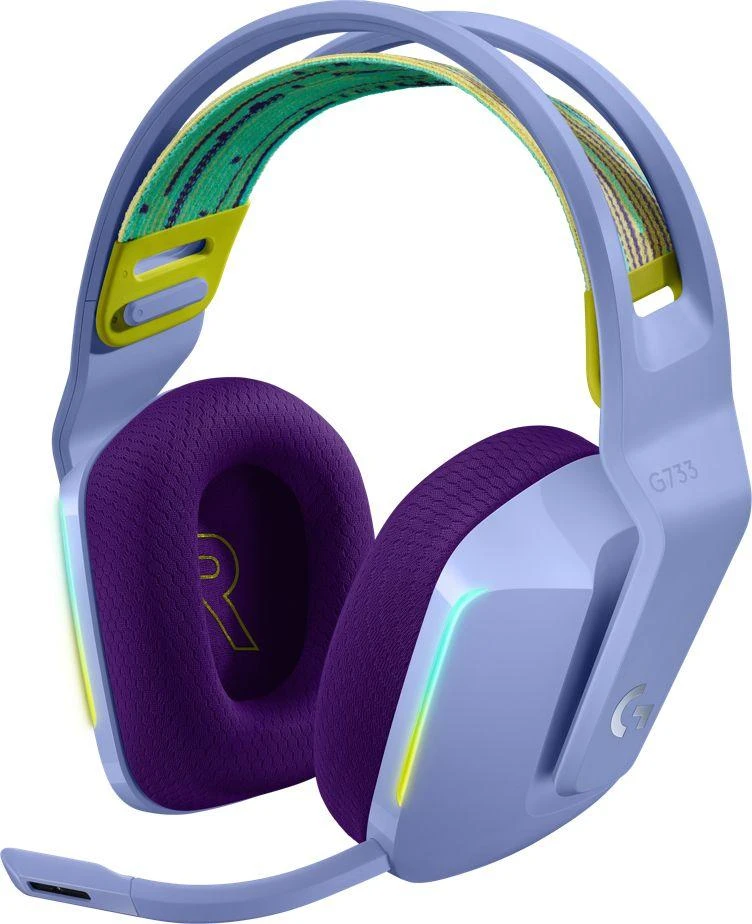Belaidės ausinės Logitech G733, LIGHTSPEED, Violetinės spalvos aprašymas - Prekės nuotrauka