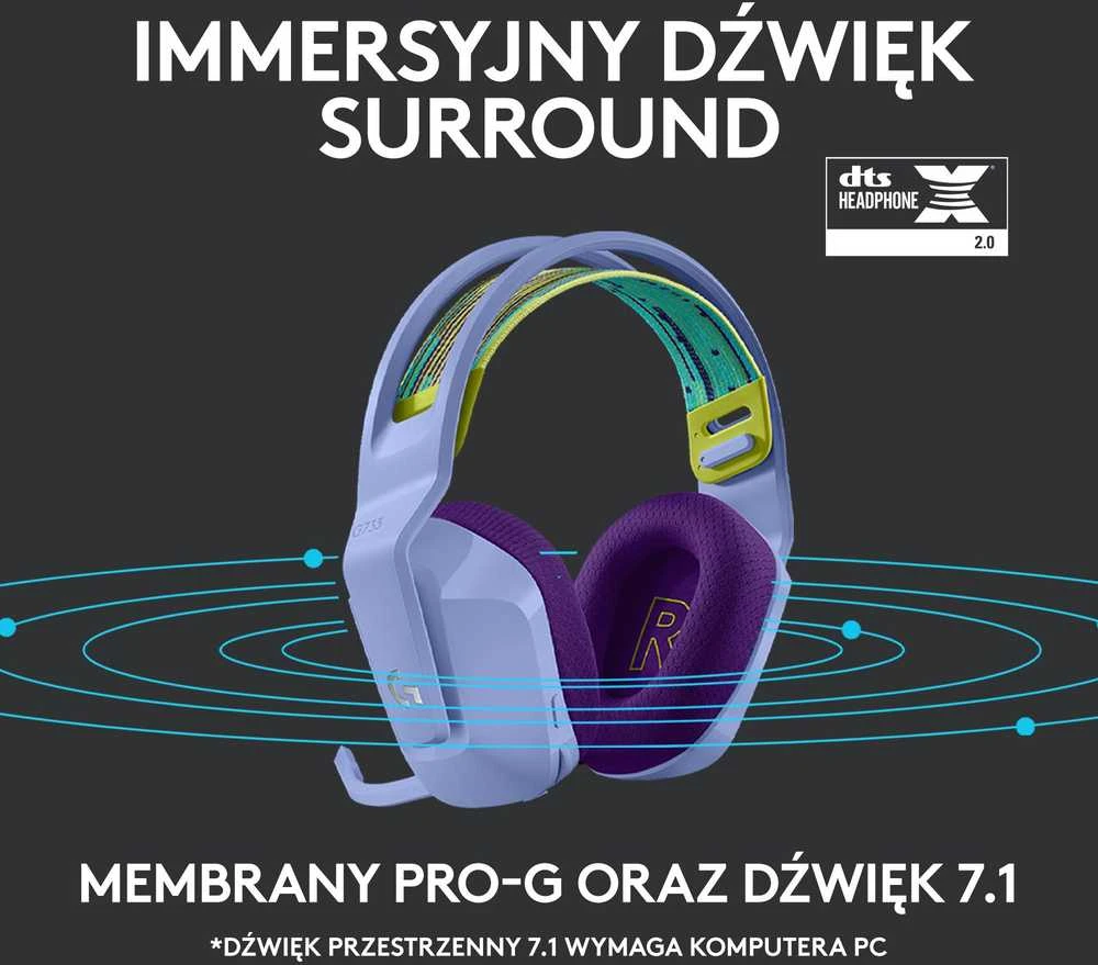 Belaidės ausinės Logitech G733, LIGHTSPEED, Violetinės spalvos