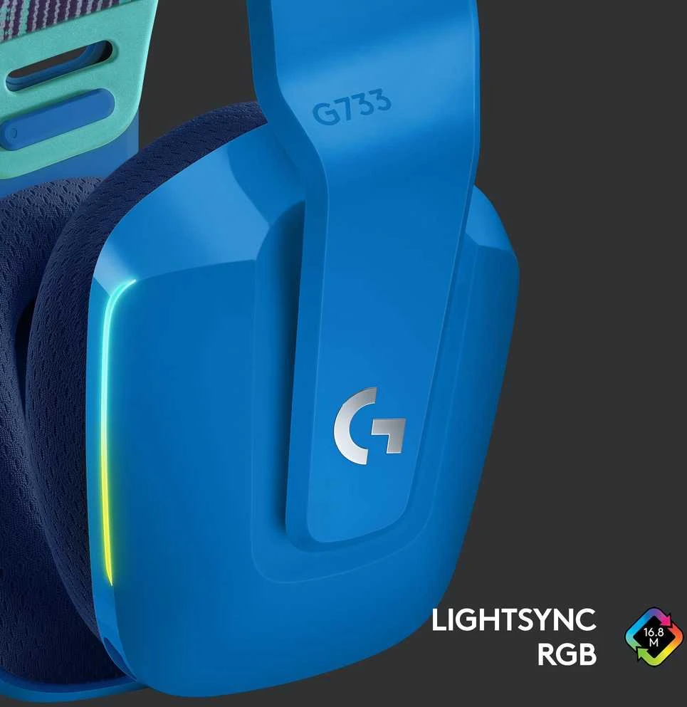 Belaidės ausinės Logitech G733, LIGHTSPEED, RGB, Mėlynos spalvos
