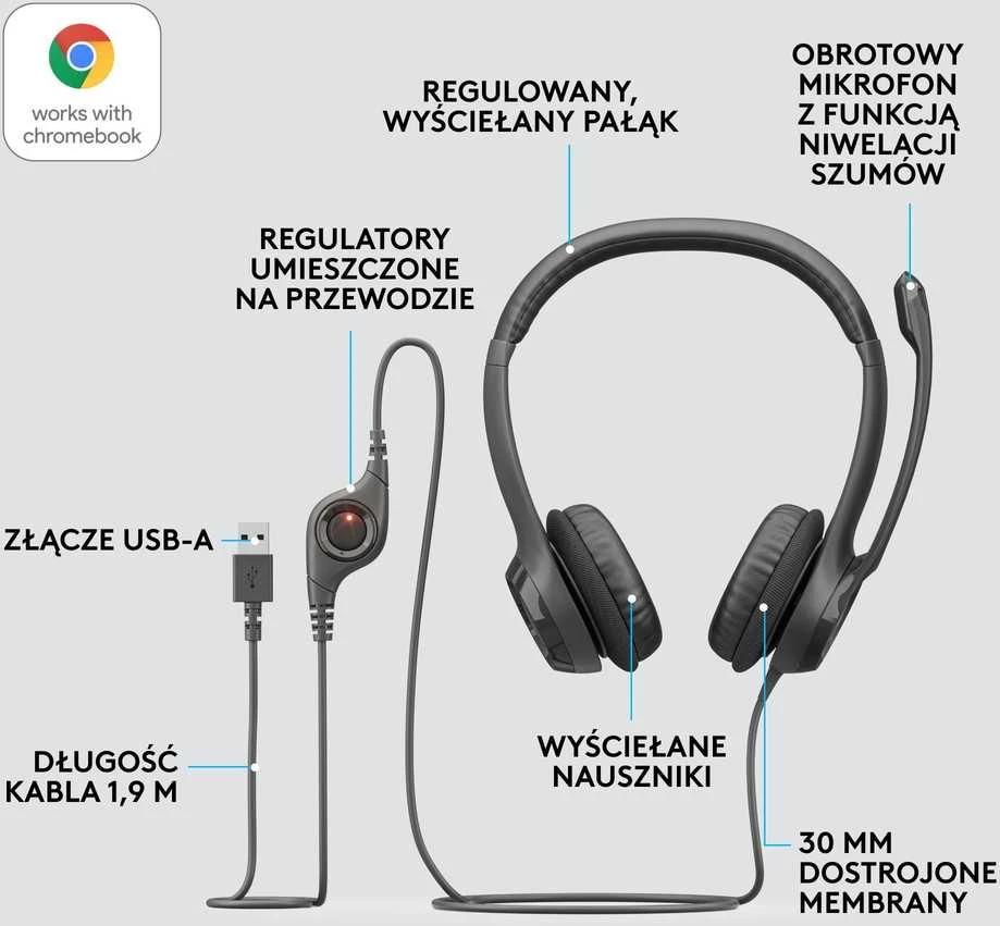 Universalios ausinės Logitech H390, su mikrofonu, USB jungtis