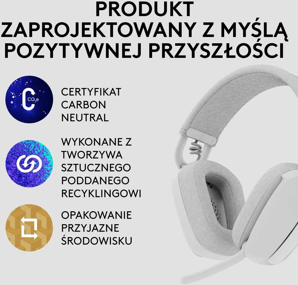 Logitech Zone Vibe 100 belaidės ausinės, Baltos