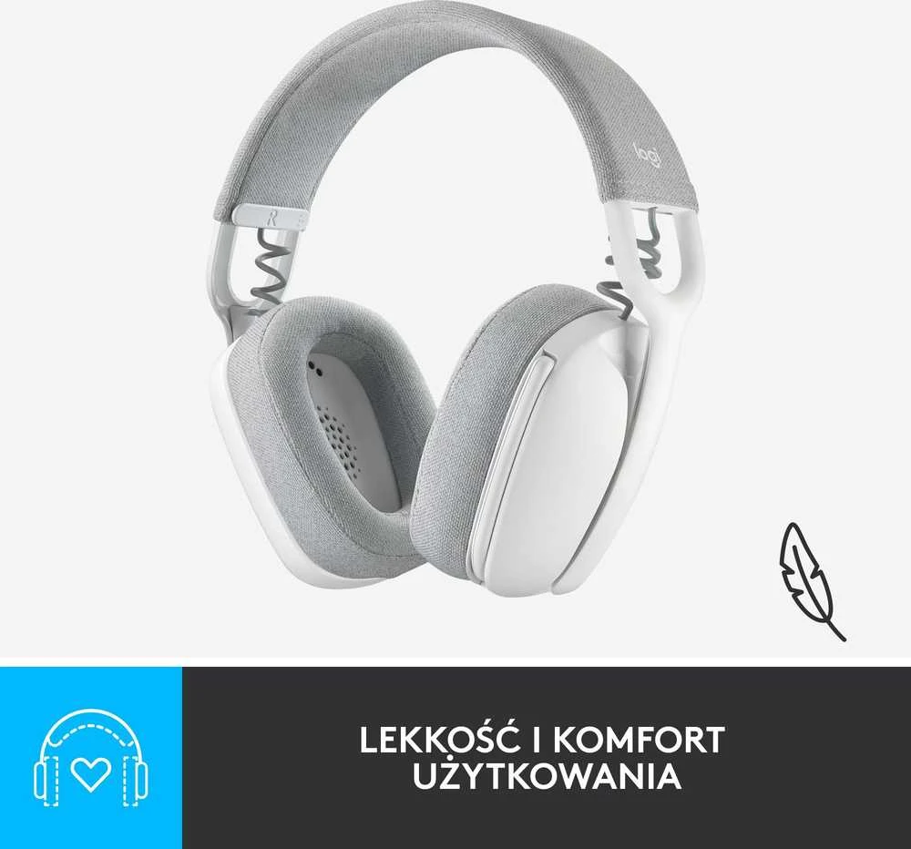 Logitech Zone Vibe 100 belaidės ausinės, Baltos