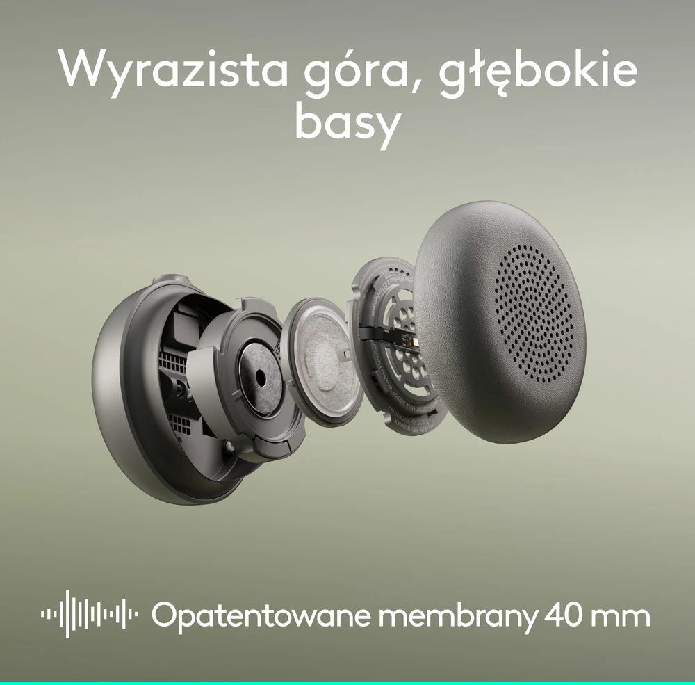 Ausinės „Logitech Zone Belaidės 2“ grafito spalvos