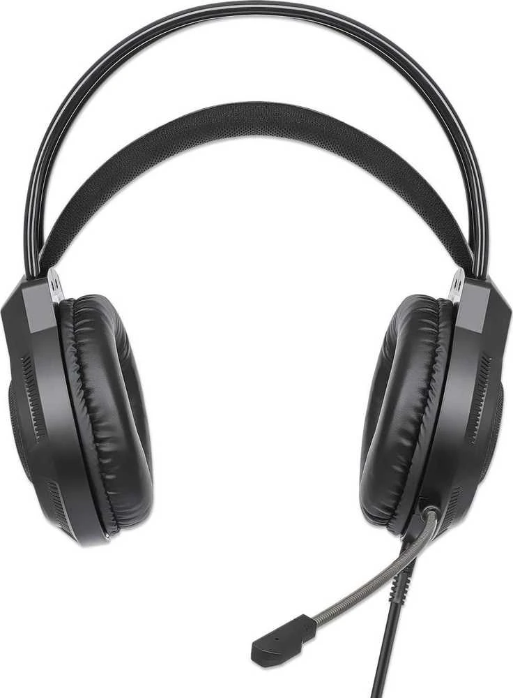 Ausinės Manhattan RGB LED Over-Ear USB Gaming ausnės, su laidu, USB-A Plug, Mikrofonas, Integrated Volume Control, 2.0m, Juodas, 180696