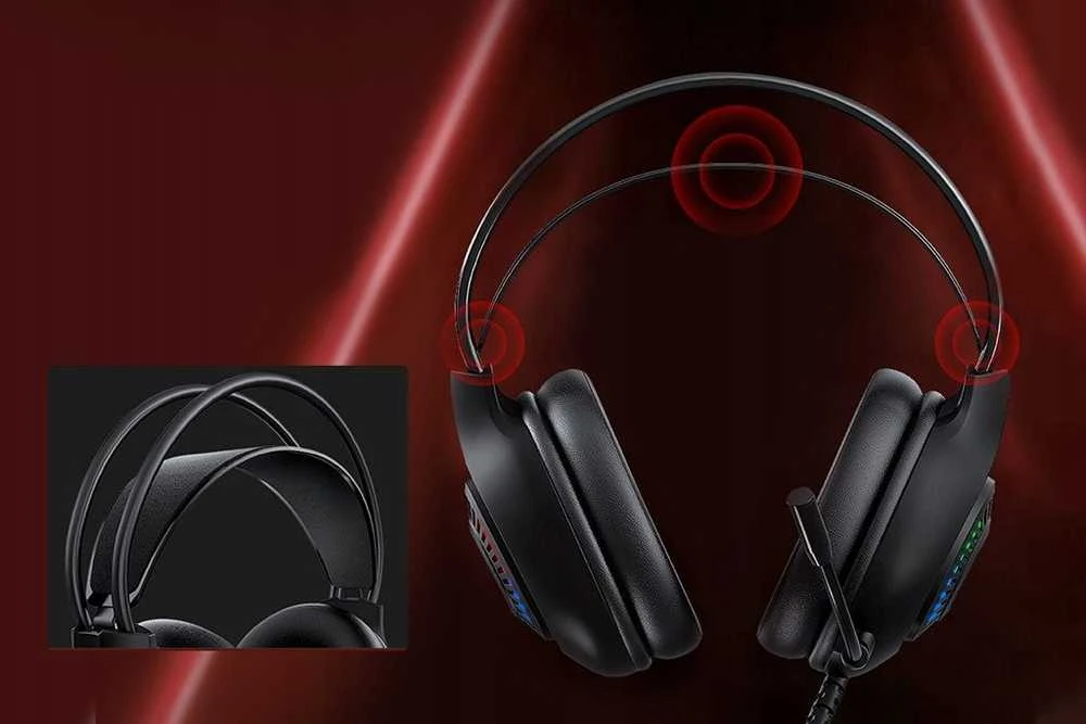 MARVO H8325 Akari 40 RGB Laidinės žaidimų ausinės | USB | 3.5 mm | Juoda