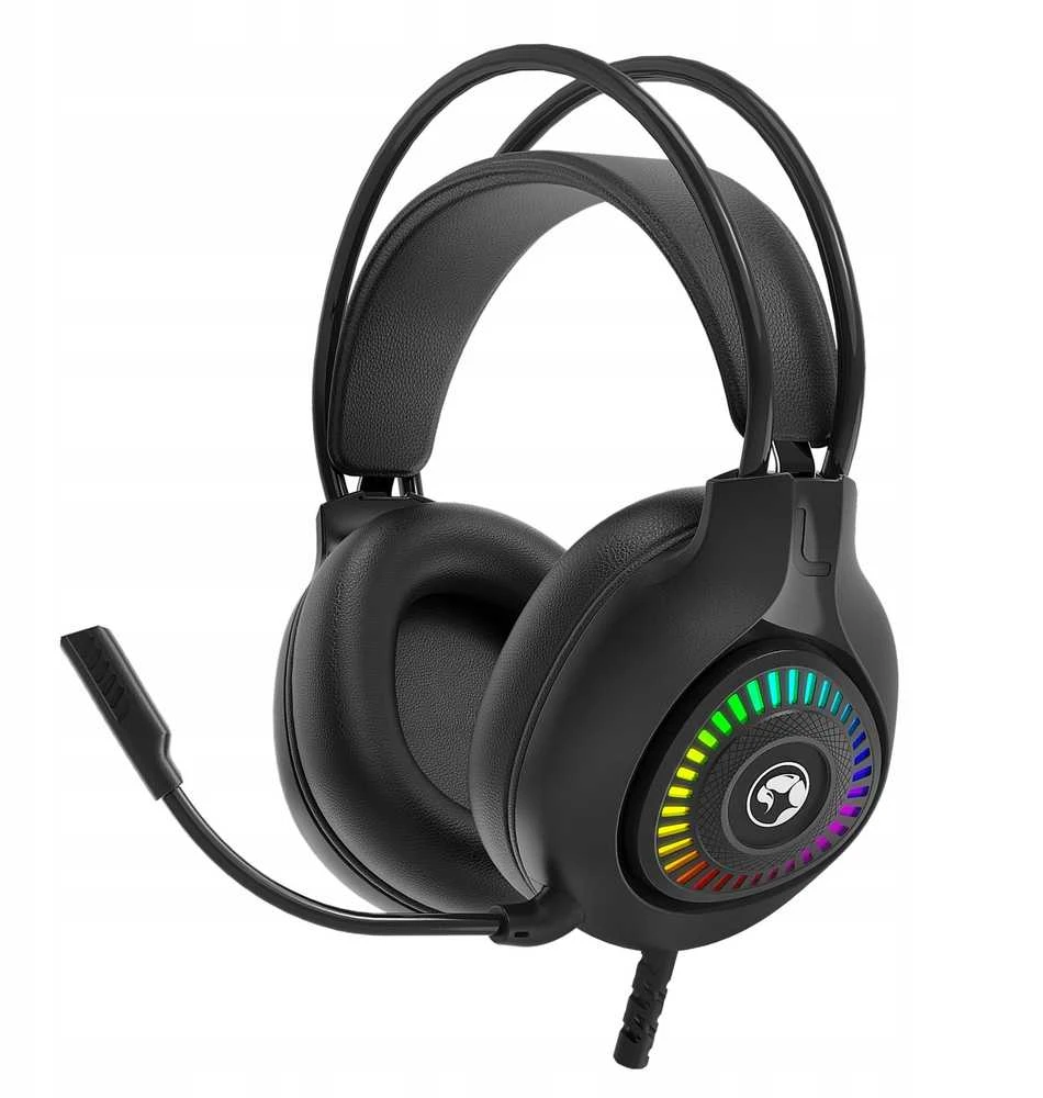 MARVO H8325 Akari 40 RGB Laidinės žaidimų ausinės | USB | 3.5 mm | Juoda