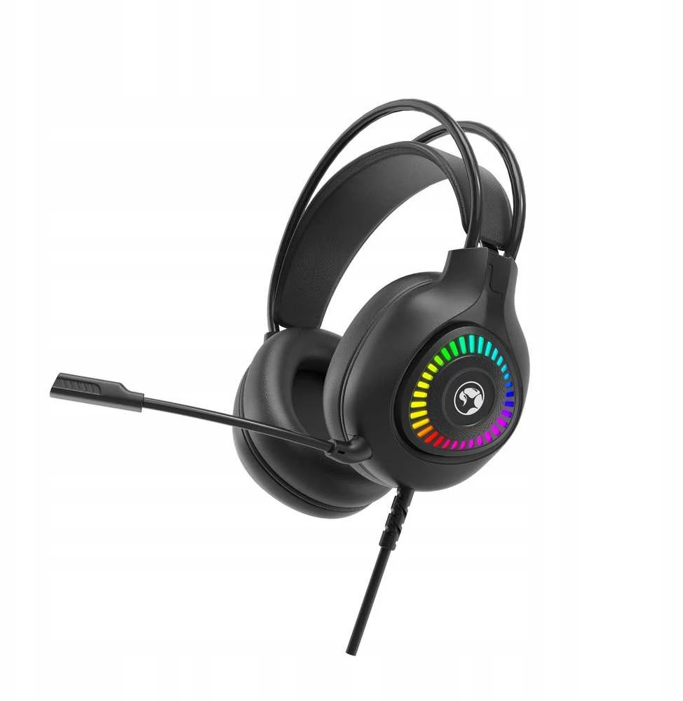 MARVO H8325 Akari 40 RGB Laidinės žaidimų ausinės | USB | 3.5 mm | Juoda