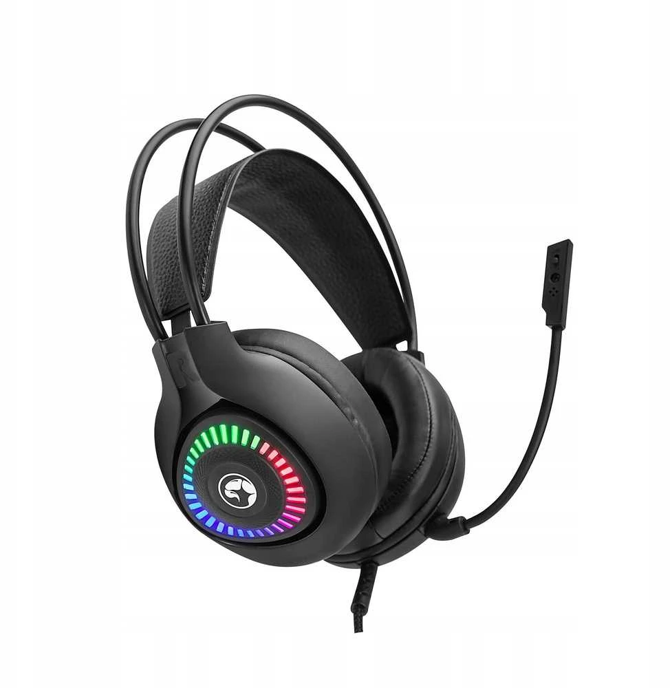 MARVO H8325 Akari 40 RGB Laidinės žaidimų ausinės | USB | 3.5 mm | Juoda