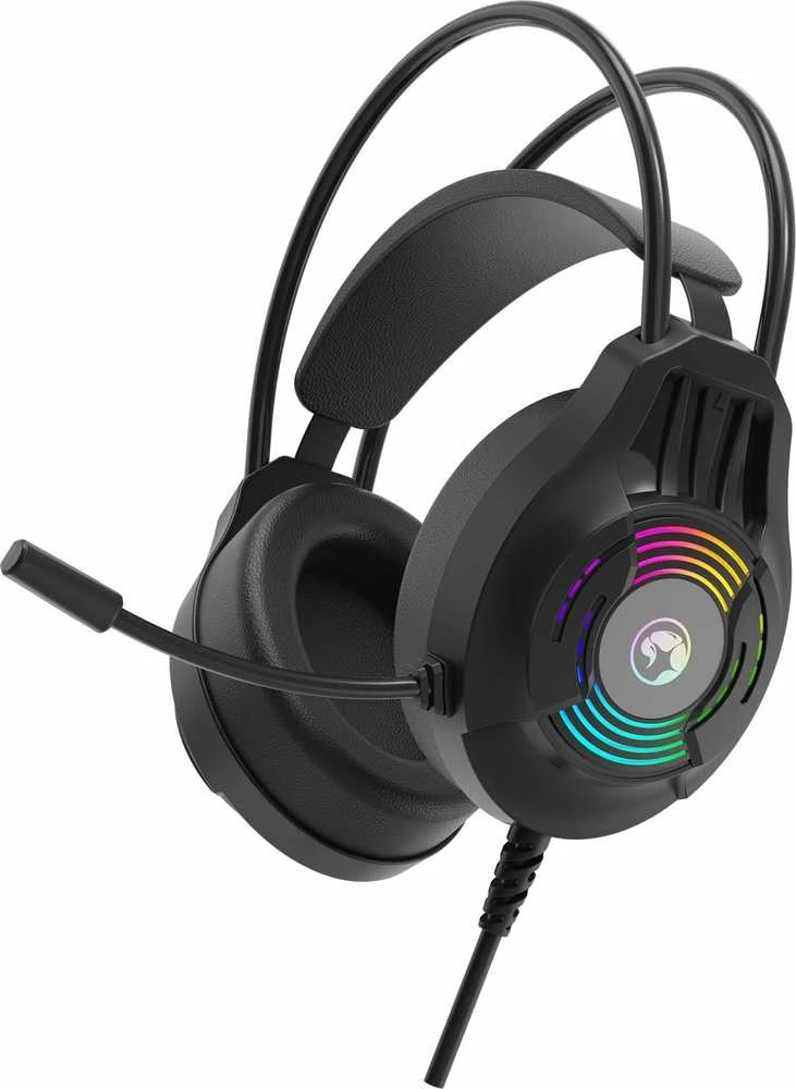 MARVO H8326 Akari 30 RBG Laidinės žaidimų ausinės | USB | 3.5 mm | Juoda