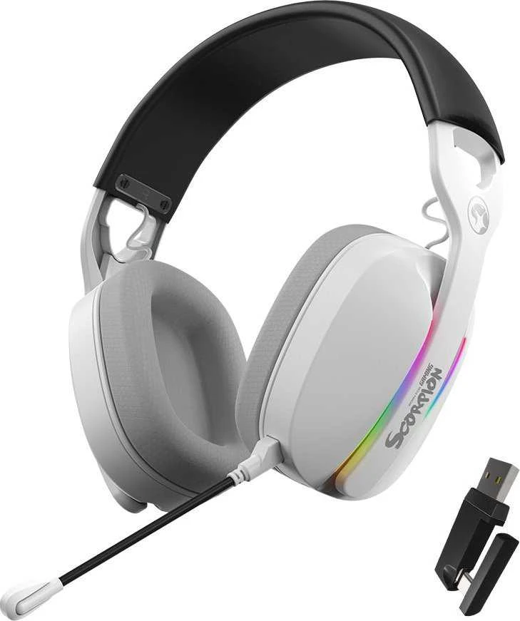 Marvo Pulz 70W WH belaidės žaidimų RGB ausinės (Baltos)
