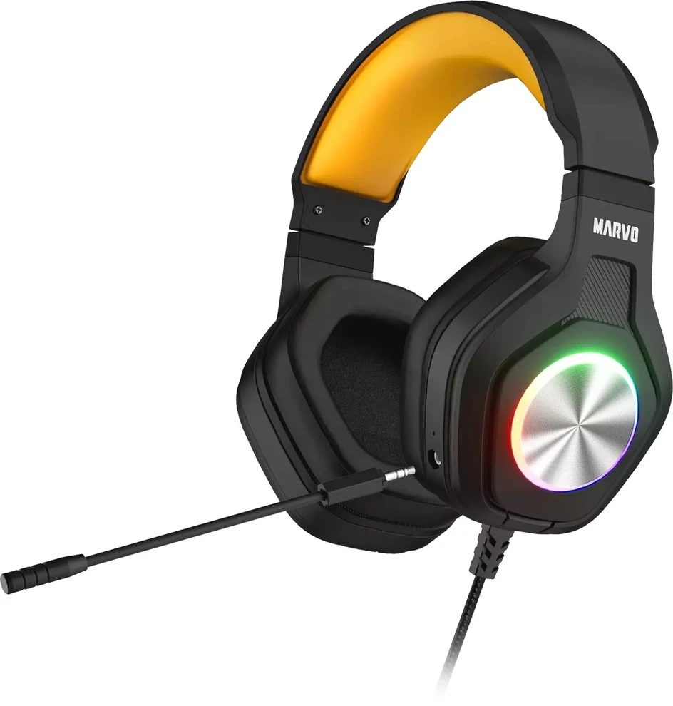 Marvo Pulz 80W laidinės žaidimų RGB ausinės | 3.5mm | Juodos