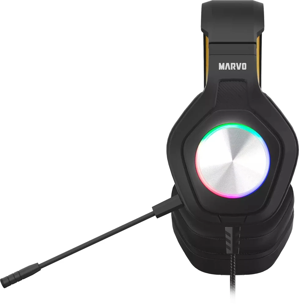 Marvo Pulz 80W laidinės žaidimų RGB ausinės | 3.5mm | Juodos