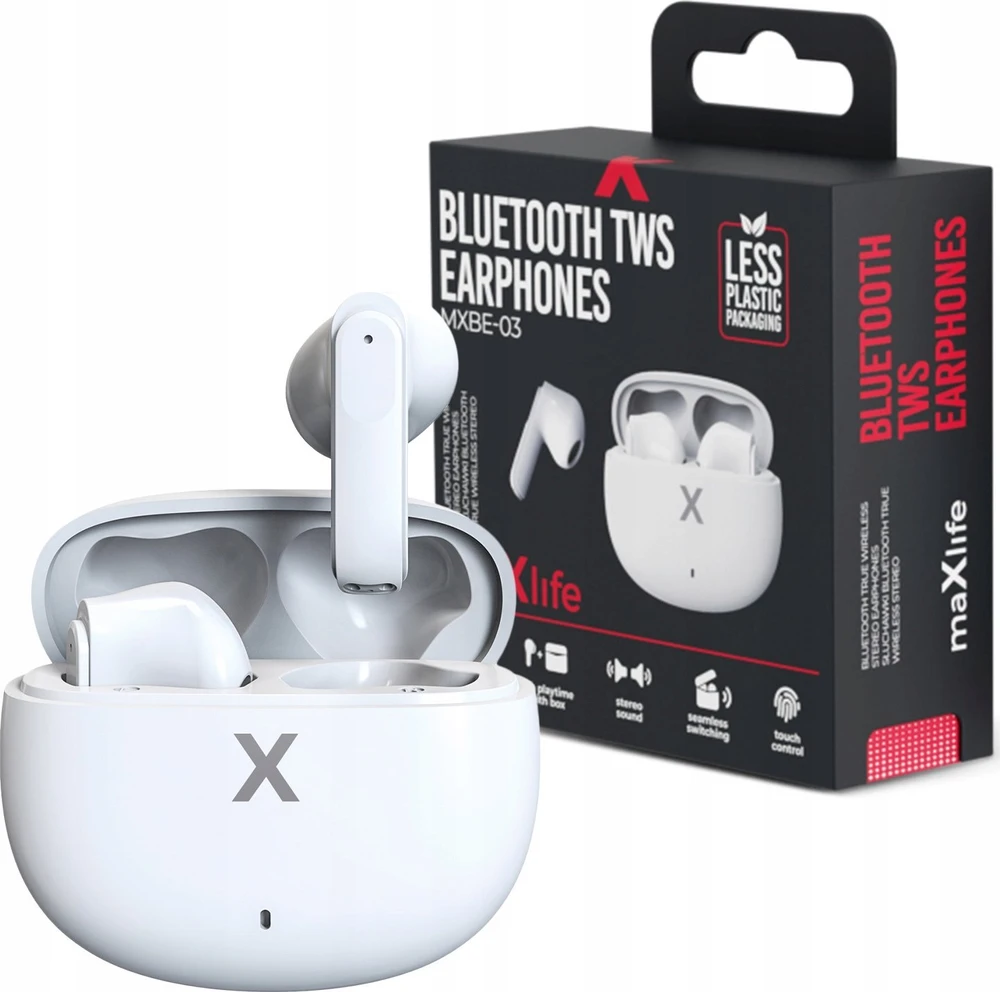 Maxlife BT ausinės TWS MXBE-03 baltos