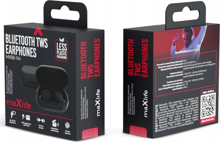 Maxlife BT ausinės TWS MXBE-04 juodos