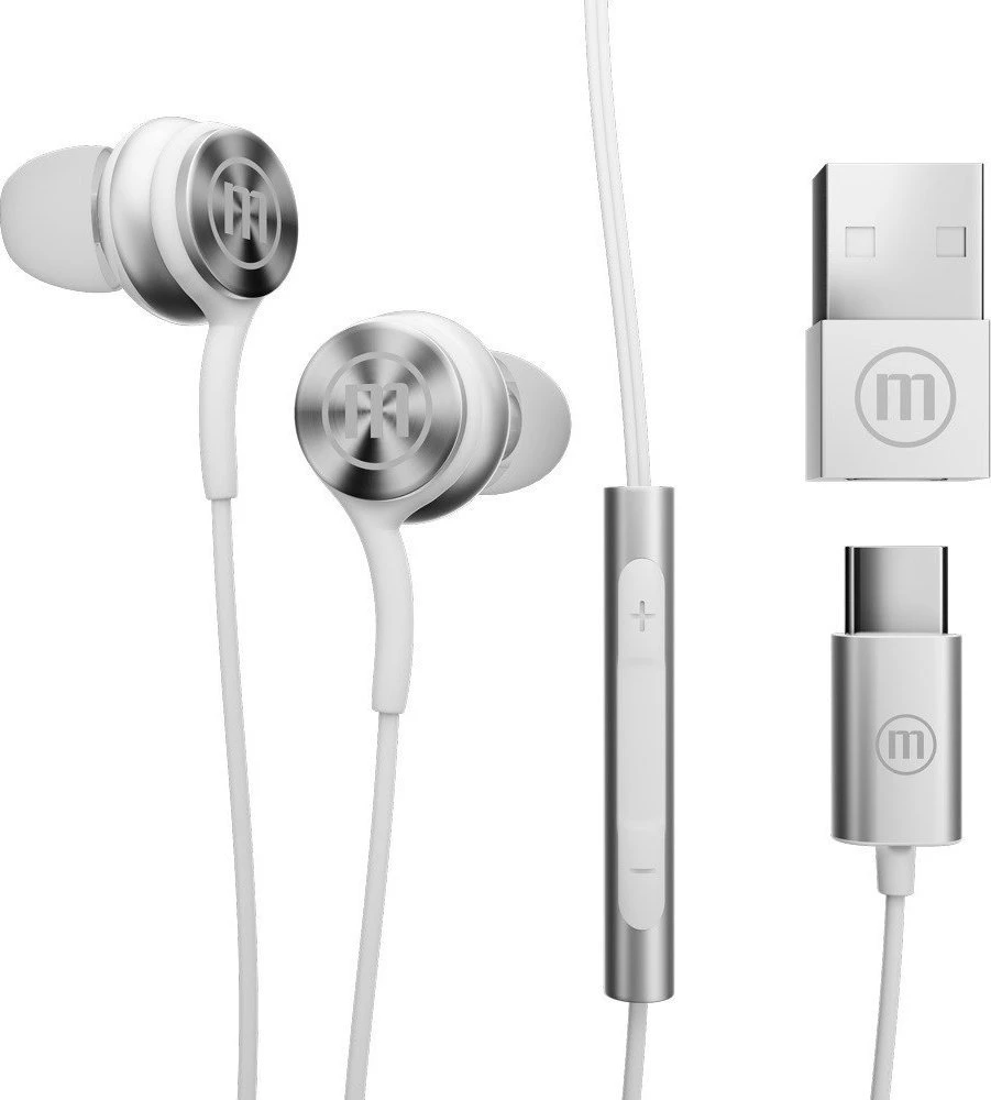 Laidinės Ausinės - Maxell XC1 su USB-C ir USB-A Adapteriu, Baltos
