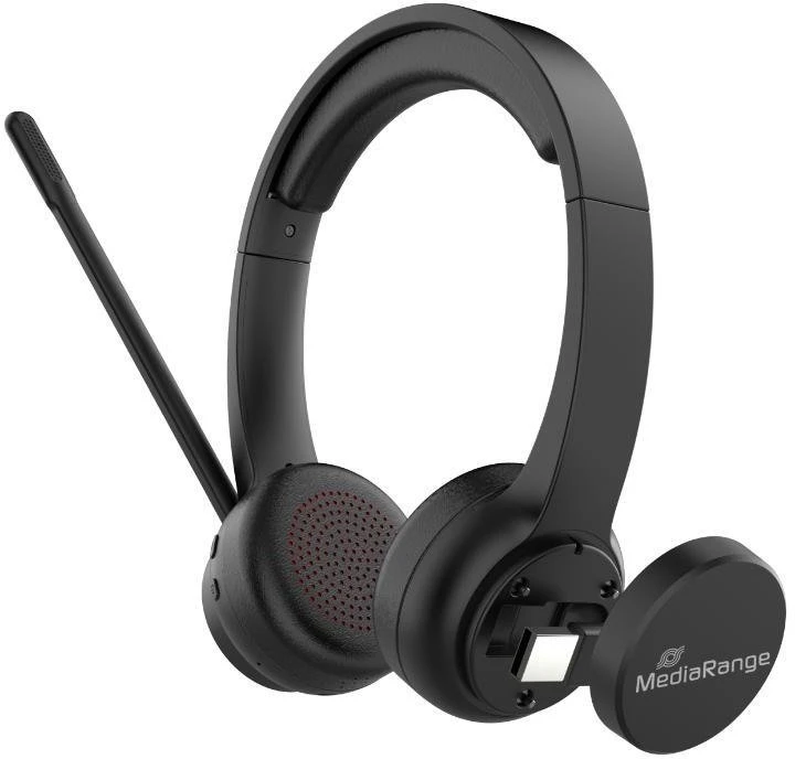 Carruzzo MediaRange MROS307 Ausinės be mikrofono ir ausinės su mikrofonu Laisvų rankų įranga Bevielis Su lankeliu Skambučiai / muzika C tipo USB Bluetooth Juoda