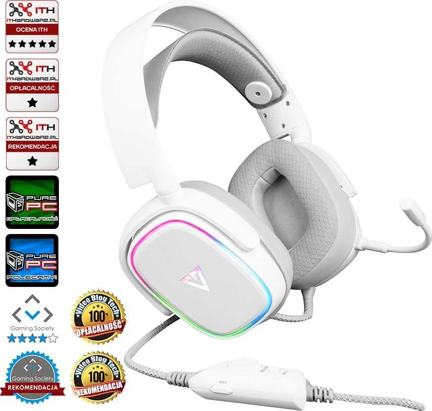 MODECOM MC-899 PROMETHEUS baltos laidinės ausinės 7.1 | USB