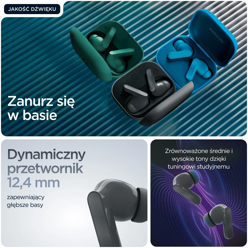 Motorola Moto Buds Bass Belaidės Ausinės Dark Shadow