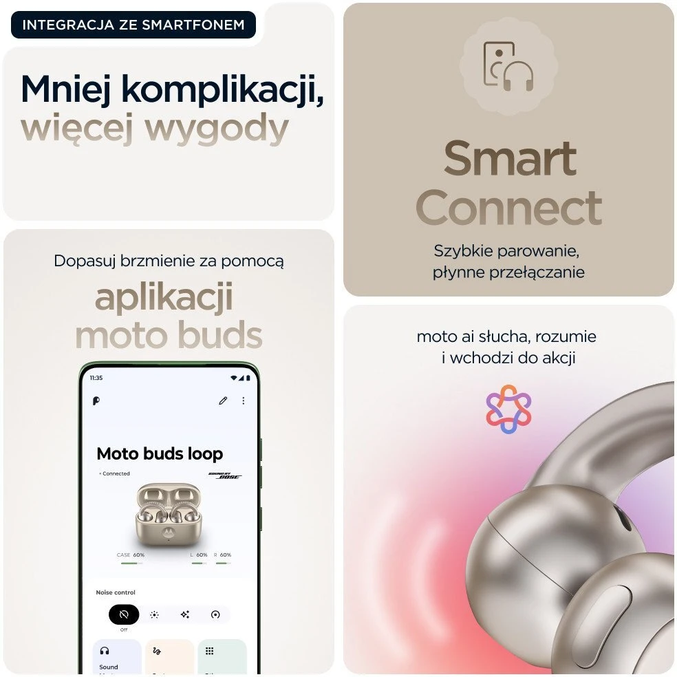 Ausinės MOTOROLA MOTO BUDS LOOP FRENCH OAK