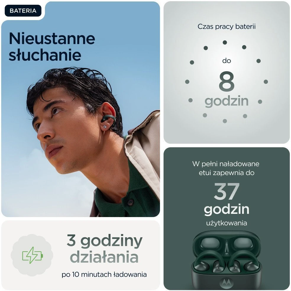 Ausinės MOTOROLA MOTO BUDS TREKKING Žalias