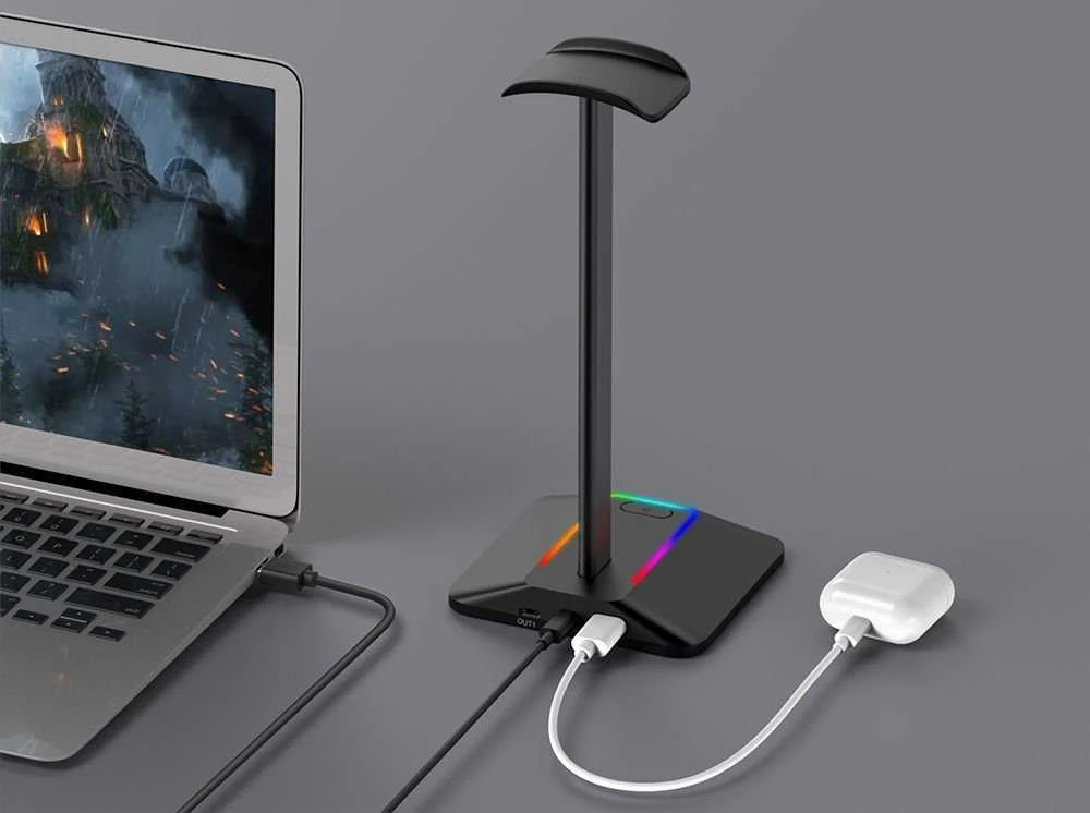 Moza D12 ausinių stovas su USB jungtimis