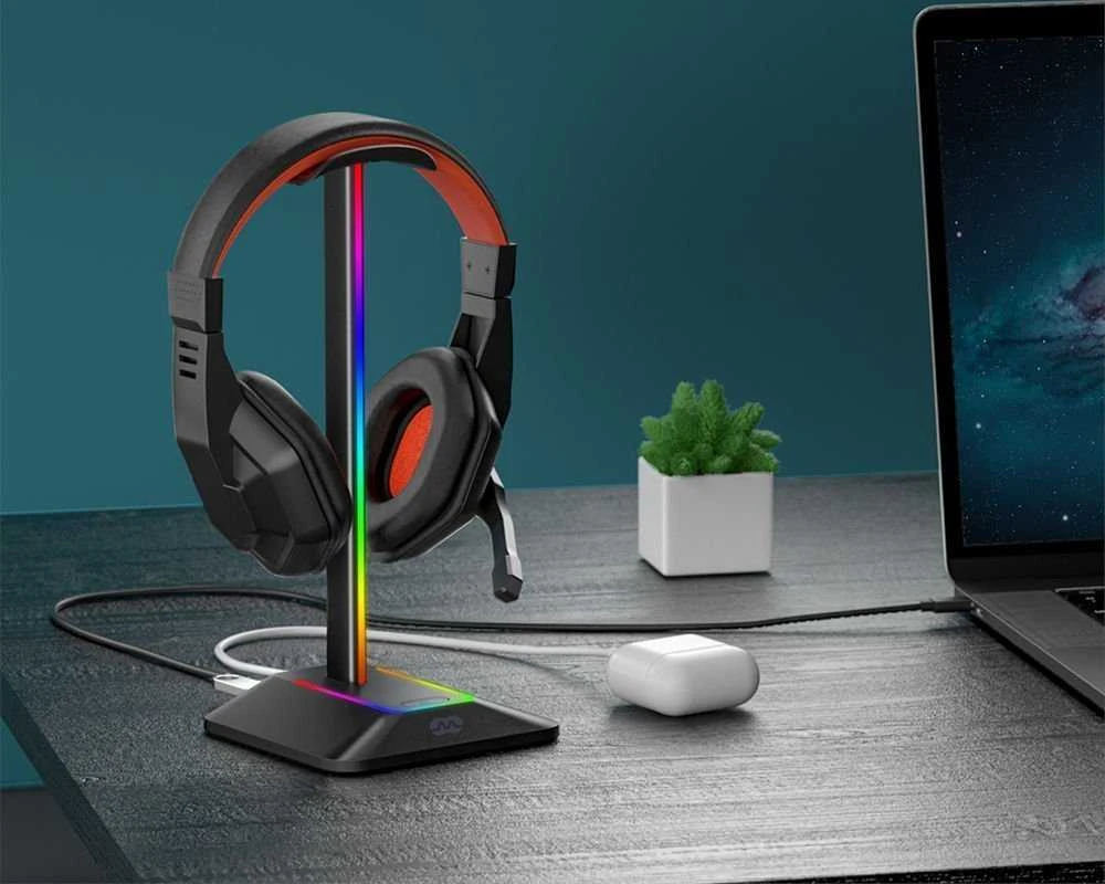 Ausinės Mozos Stovas ausinėms RGB LED D12