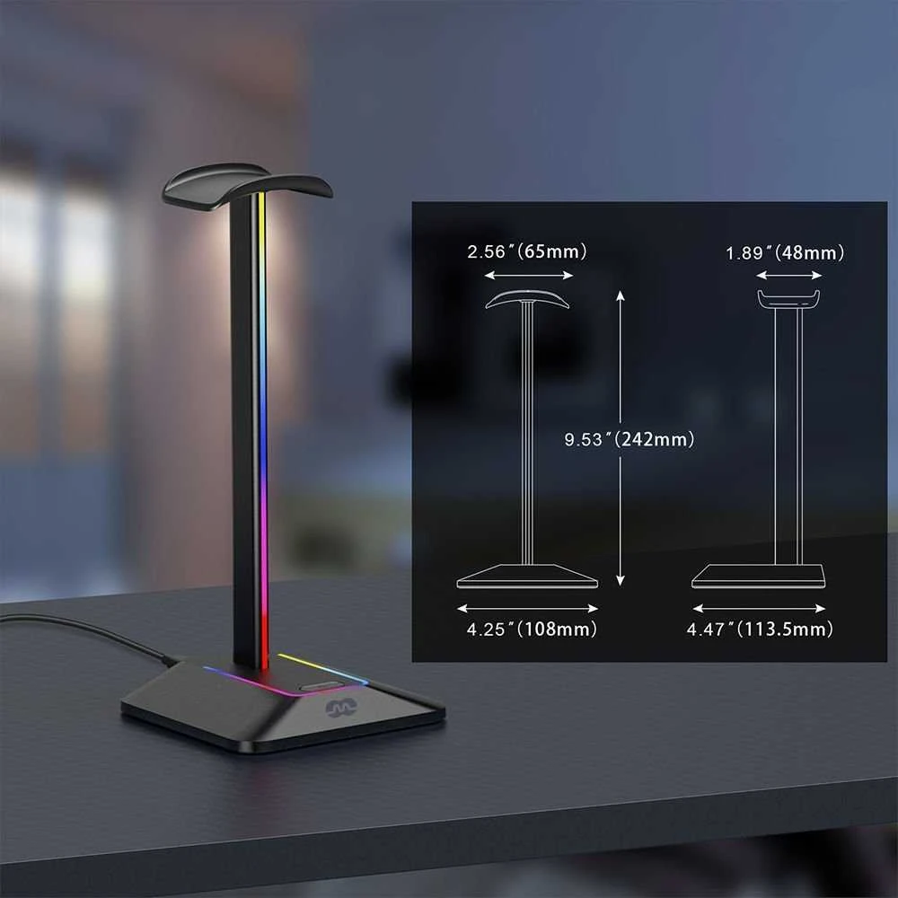 Ausinės Mozos Stovas ausinėms RGB LED D12